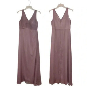 Anthropologie‎ BHLDN Mauve Pink Sheer Crepe Sleeveless Formal Wedding Prom Dress